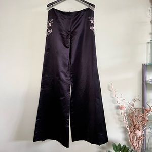 Alexander McQueen silk satin Pants with Hand Embroidery